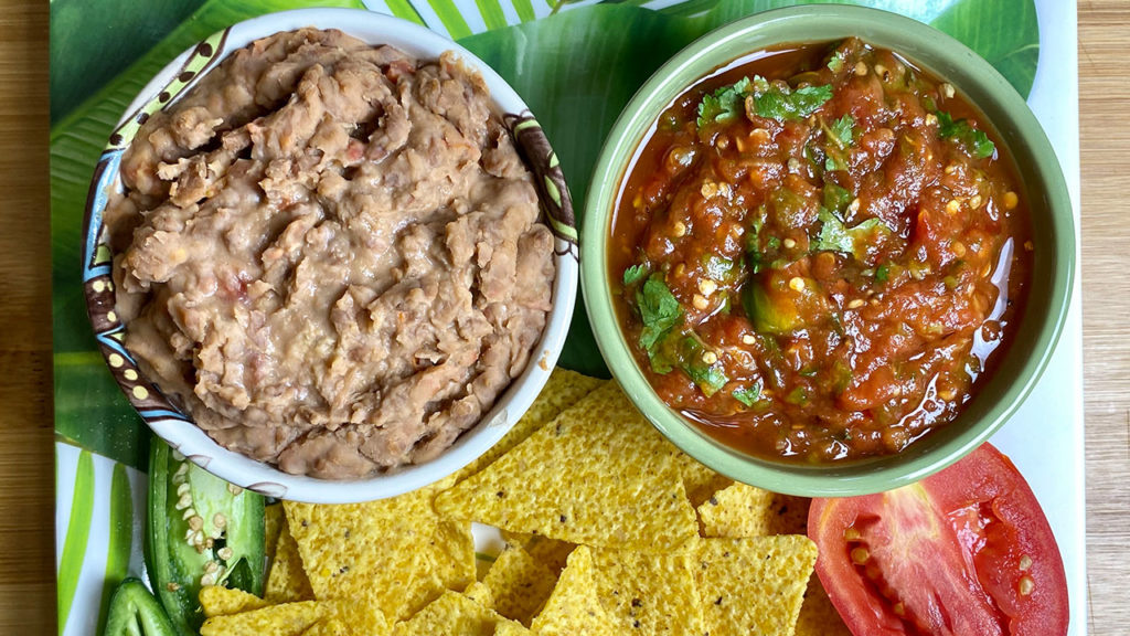 Mexican Refried Beans and Salsa