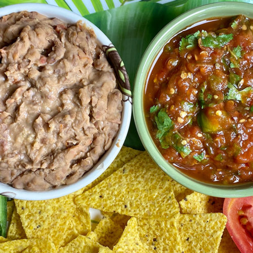 Mexican Refried Beans and Salsa